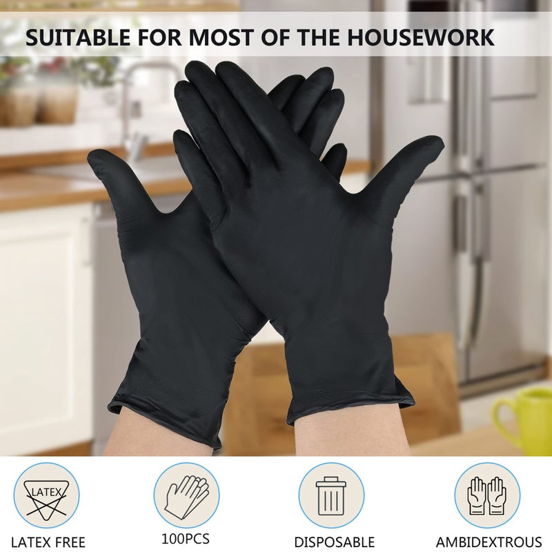 akgk Nitrile Gloves, 100 Pcs Disposable Black Nitrile Gloves 4 Mil Small, Cleaning Gloves for Cooking, Household & More, Powder-Free, Latex-Free - Image 4